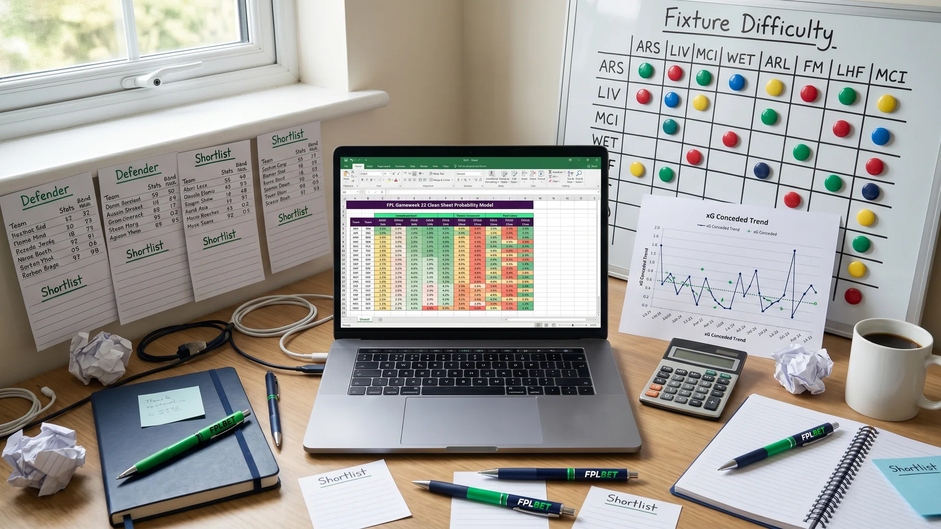 Gameweek 22 clean sheet probability and expected goals analytics desk